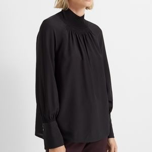 Club Monaco ribbed mock neck puff sleeve blouse